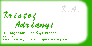 kristof adrianyi business card