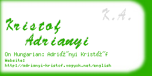 kristof adrianyi business card